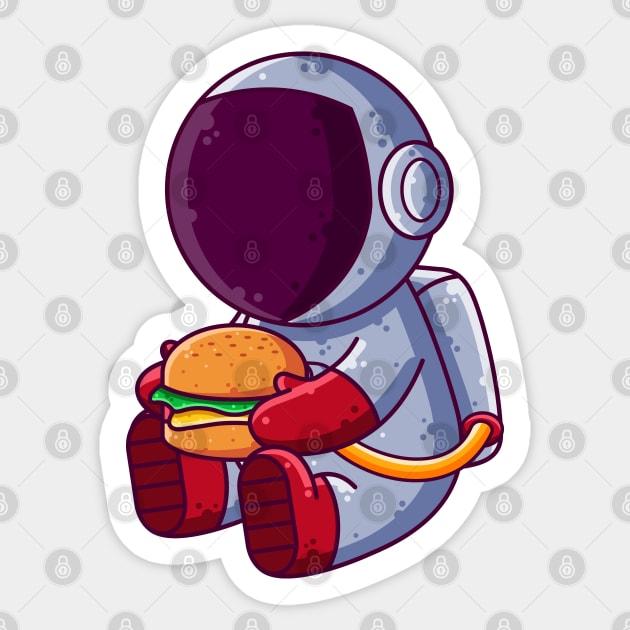 Cute Astronaut Eating Burger Cartoon Sticker by Ardhsells